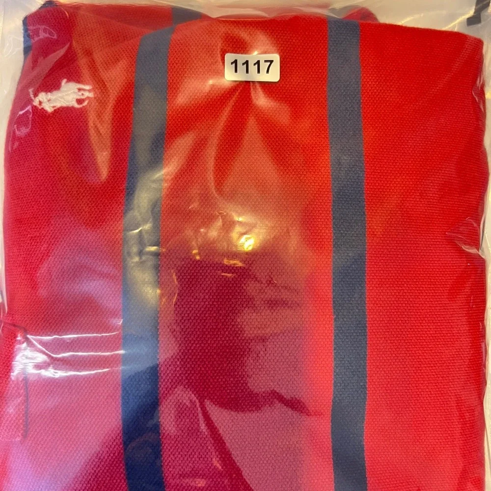 1117 | Polo Ralph Lauren Classic Fit Red Navy Stripe Polo Shirt Mens XL